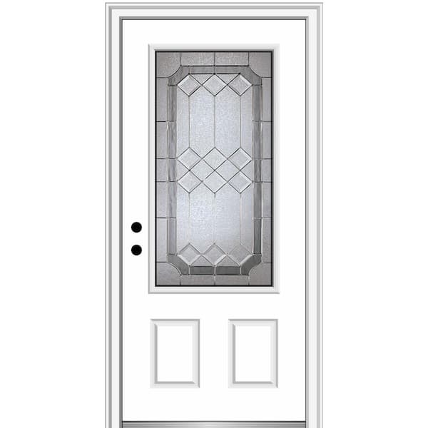 MMI Door Majestic 36 in. x 80 in. Right-Hand Inswing 3/4 Lite 2-Panel Decorative Primed Fiberglass Prehung Front Door