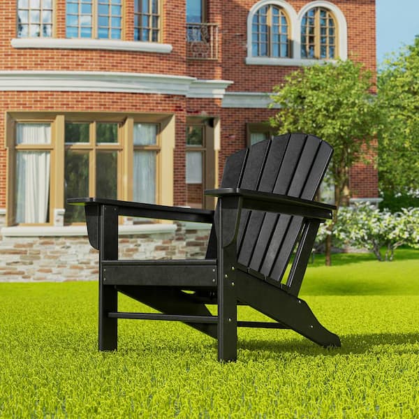 Mason Black Poly Plastic Outdoor Patio Classic Adirondack Chair, Fire Pit Chair