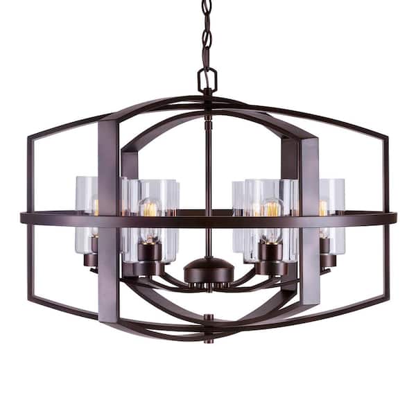 Unbranded Hyde 6-Light Antique Bronze Pendant with Clear Glass