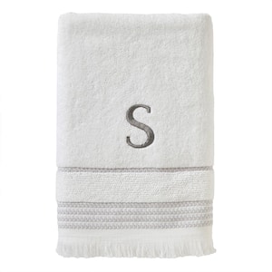 Casual Monogram Letter S Bath Towel, white, cotton