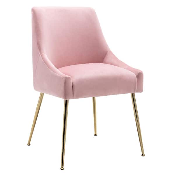 WESTINFURNITURE Trinity Pink Upholstered Velvet Accent Chair With Metal Legs
