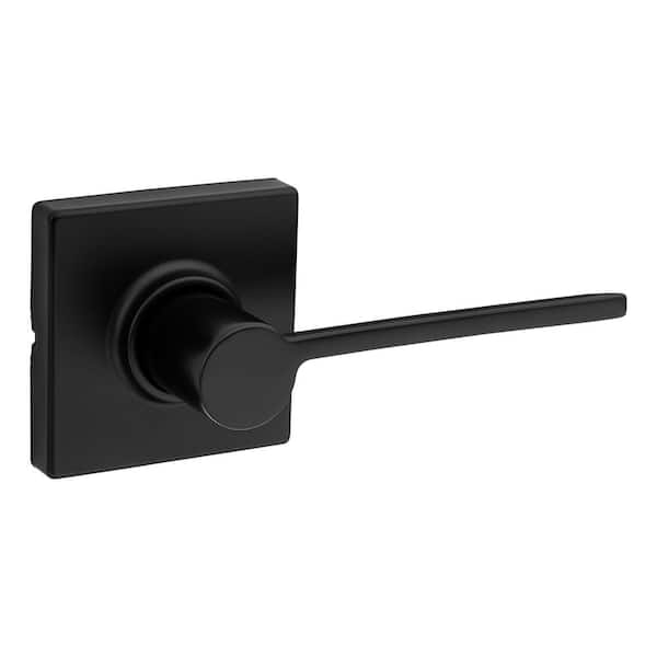 Kwikset Ladera Matte Black Contemporary Square Passage Hall/Closet Door Handle