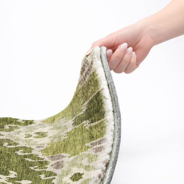 Dream Shag Premium Machine Washable Abstract ADS748 Olive 5 ft. x 7 ft. 6 in. Area Rug
