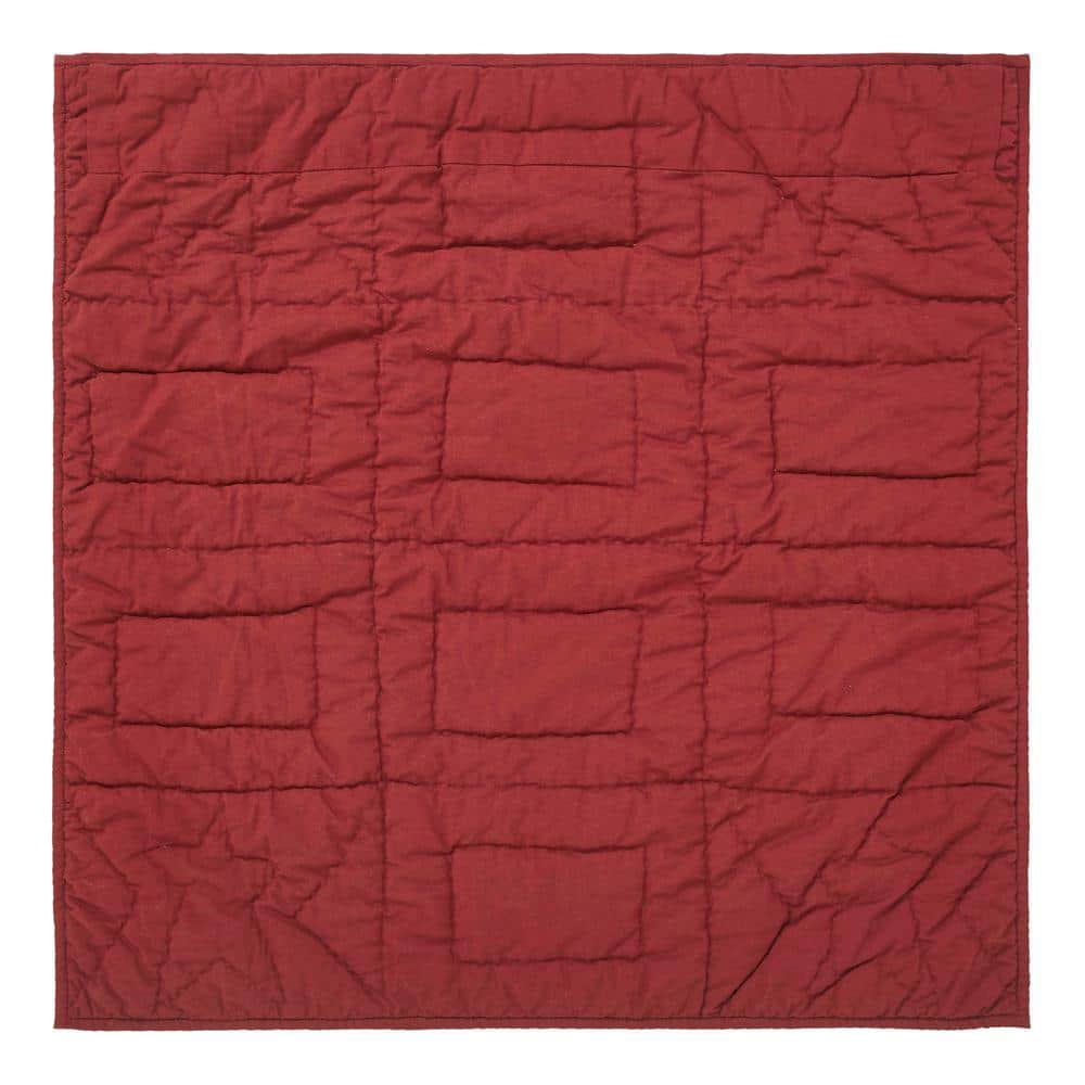 Burgundy and Beige Cotton Quilted Lap Throw 30x30