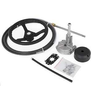 Boat Steering Cable 12 ft. Outboard Steering Cable 12 ft. Mechanical Rotary Steering Kit with 13 in. Wheel for Steering