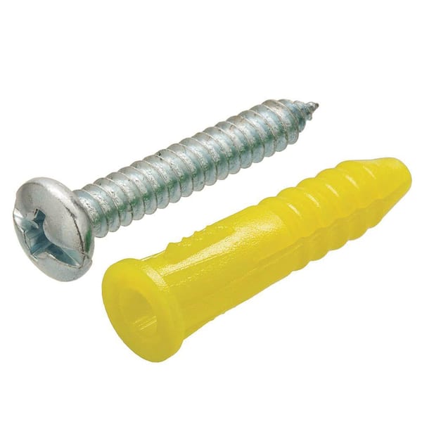 Everbilt #4-6 x 7/8 in. Yellow Ribbed Plastic Anchor with Pan-Head Combo Drive Screw (50-Pieces)