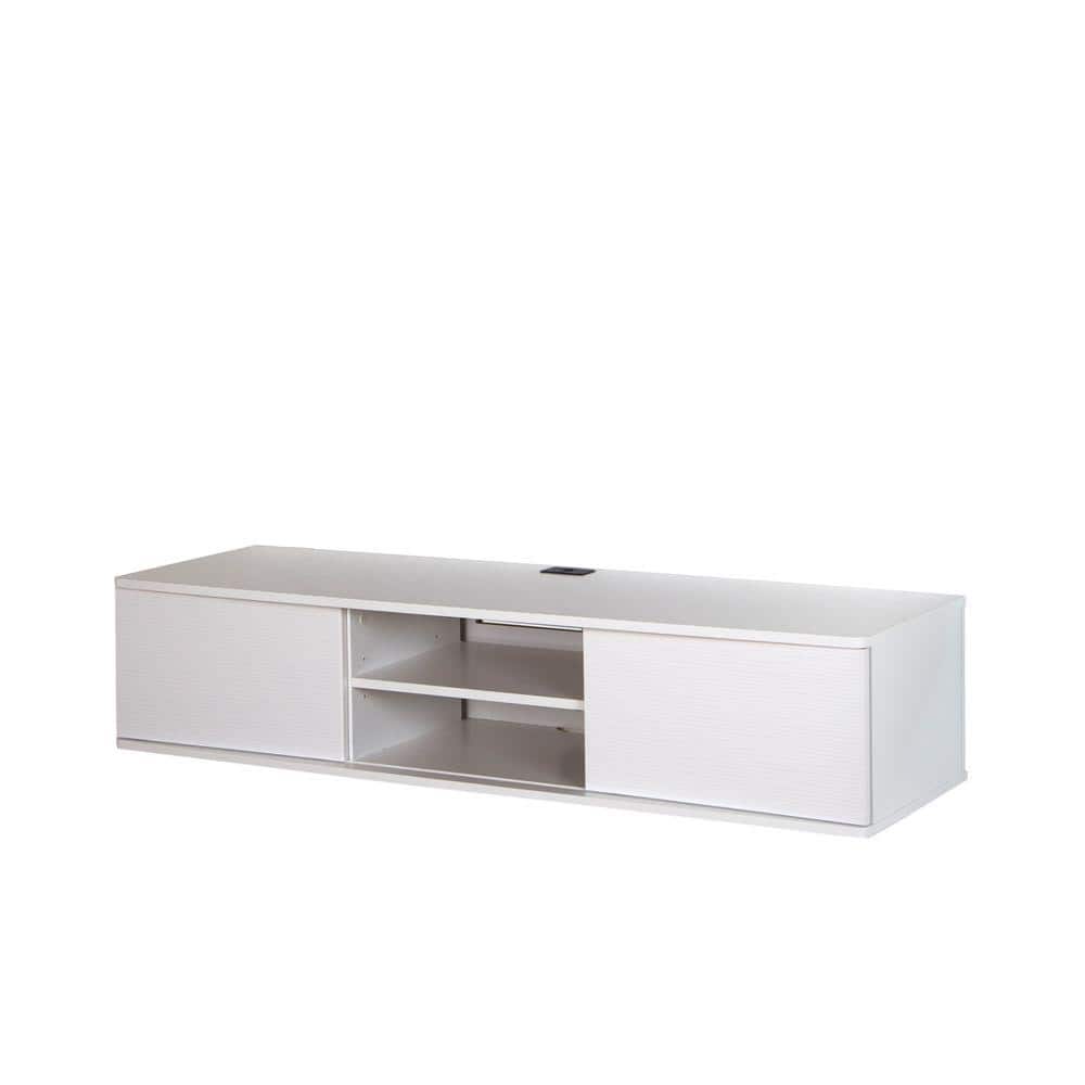 Agora Pure White Floating TV Stand with Cabinet