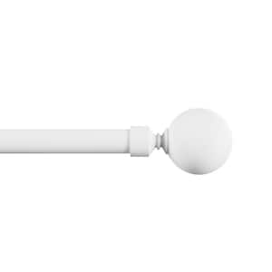 48 in. - 84 in. Telescoping 3/4 in. Single Curtain Rod in White with Decorative Ball Finial