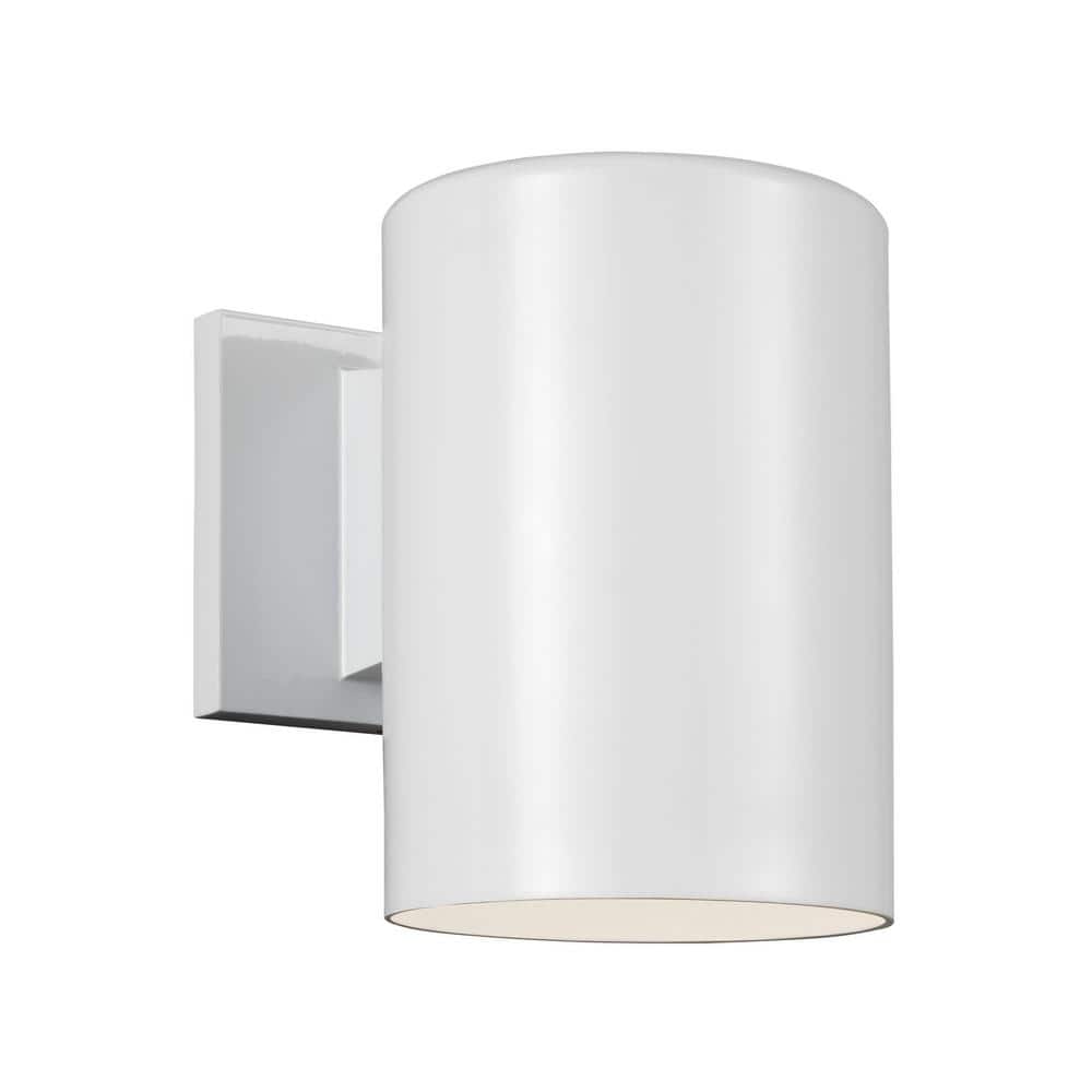 Sea Gull Modern White Cylinder 7.25" LED Outdoor Wall Sconce