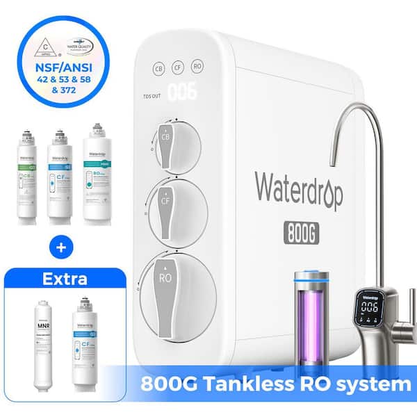 G3P800 Reverse Osmosis System, Tankless Under Sink with LED Purifier,Extra N1CF and Remineralization Independent Filters