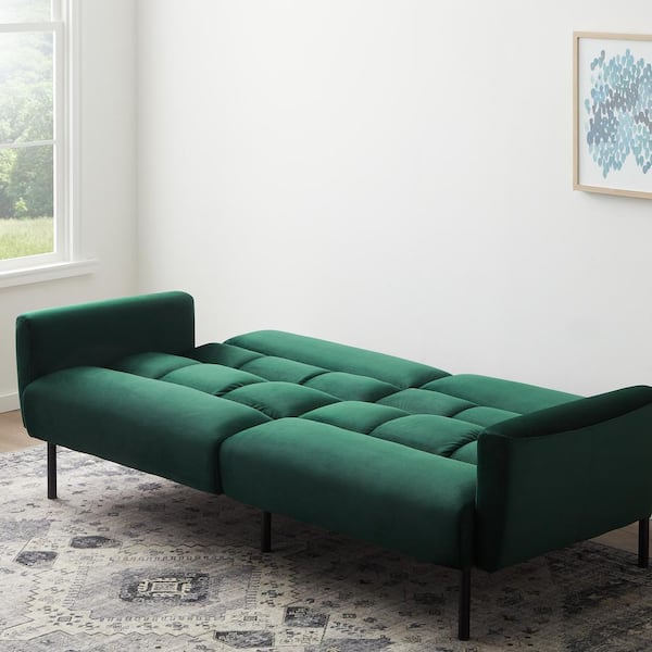 Reviews for Lucid Comfort Collection Green Velvet Futon Sofa Bed with Box Tufting Pg 1 The Home Depot