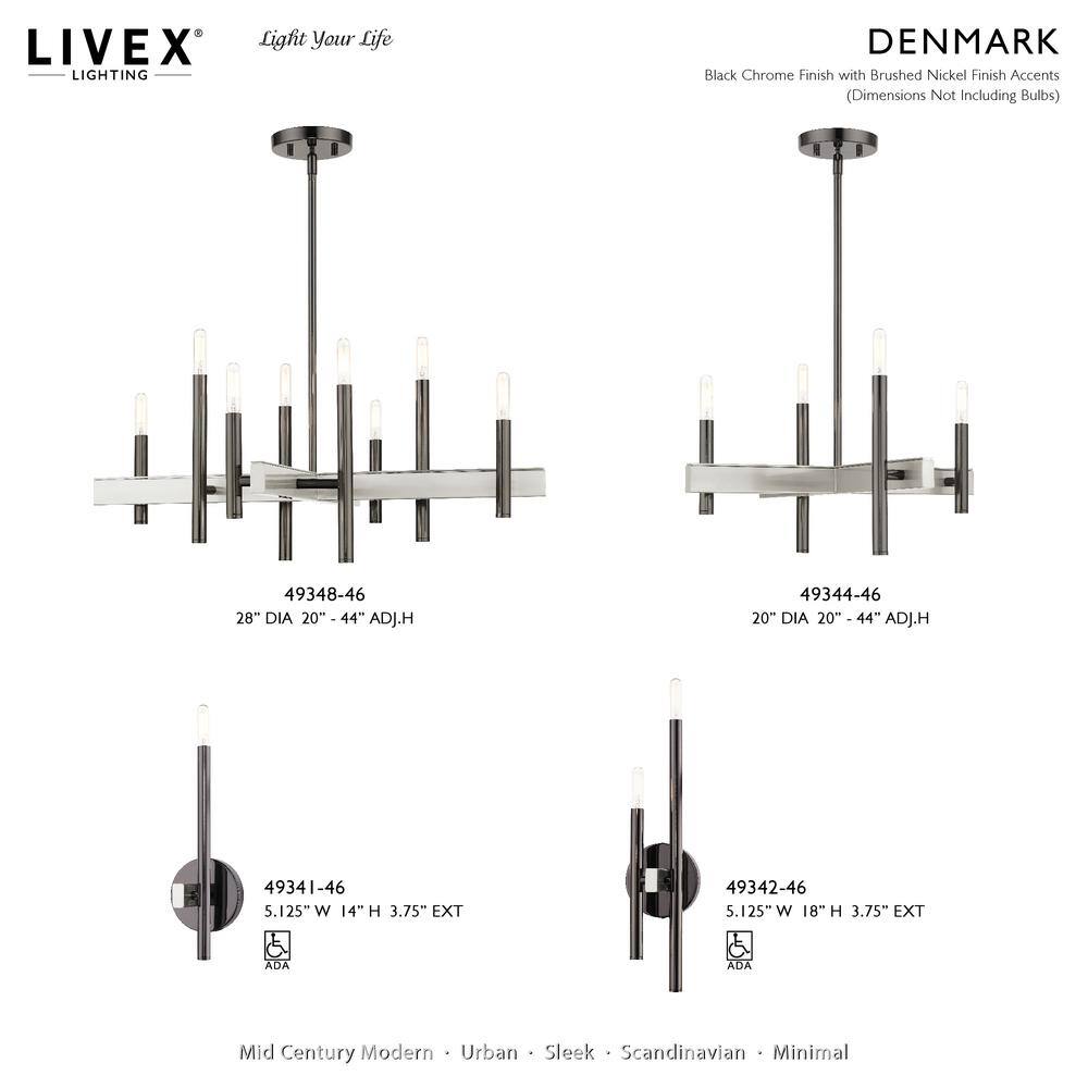 Denmark 8-Light Black Chrome Candelabra Chandelier