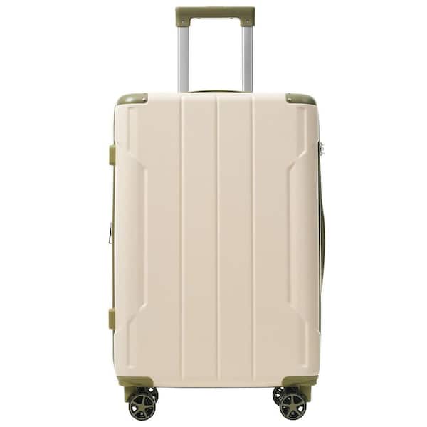 Tatahance 3-Piece White Green Hardside ABS Double Spinner Luggage