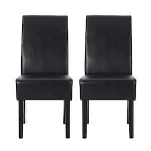 Monita Midnight Black Upholstered Faux Leather Dining Chair (Set of 2)