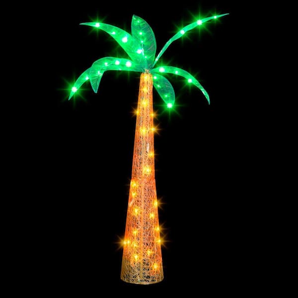 LightShow 72 in. Sparkle Ice Sculpture Palm Tree 70 mini LED Lights