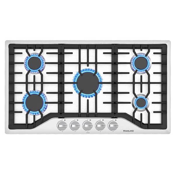 36 in. 5 Burners Recessed Gas Cooktop in Stainless Steel with Electronic Pulse Ignition
