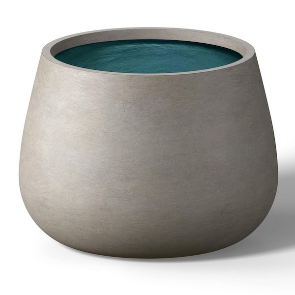 18.5 in. Large Light Gray(Premium Inner) Concrete Round planter/Pot with Drainage Holes