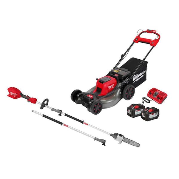 Milwaukee M18 FUEL 18V 21 in. Brushless Cordless Dual Battery Self-Propelled Mower w/ Pole Saw, (2) 12.0 Ah Battery, Charger