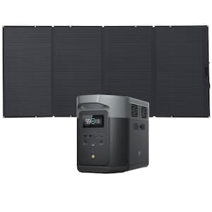 2400W Output/4800W Peak Push-Button Start Battery Generator DELTA 2 Max with 400W Solar Panel for Home Camping and RVs