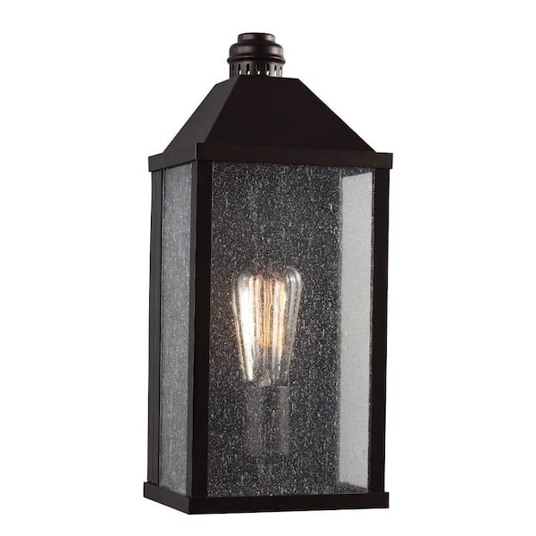 Generation Lighting Lumiere 6.5 in. W x 15 in. H 1-Light Oil-Rubbed Bronze Metal Outdoor Wall Lantern Sconce with Clear Seeded Glass Panels