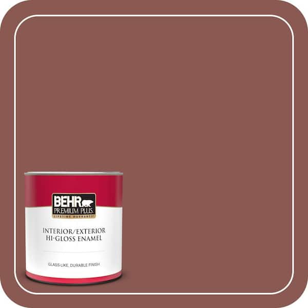 BEHR PREMIUM PLUS 1 qt. #MQ1-20 Rust Hi-Gloss Enamel Interior/Exterior Paint & Primer