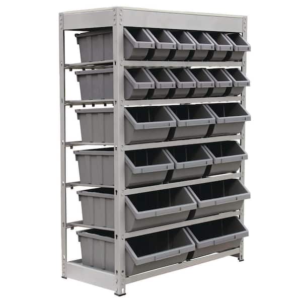 KING'S RACK Gray 4-Tier Boltless Bin Storage Shelving System Garage Storage  Rack (12 Plastic Bins in 4 Tier) GT0908 - The Home Depot