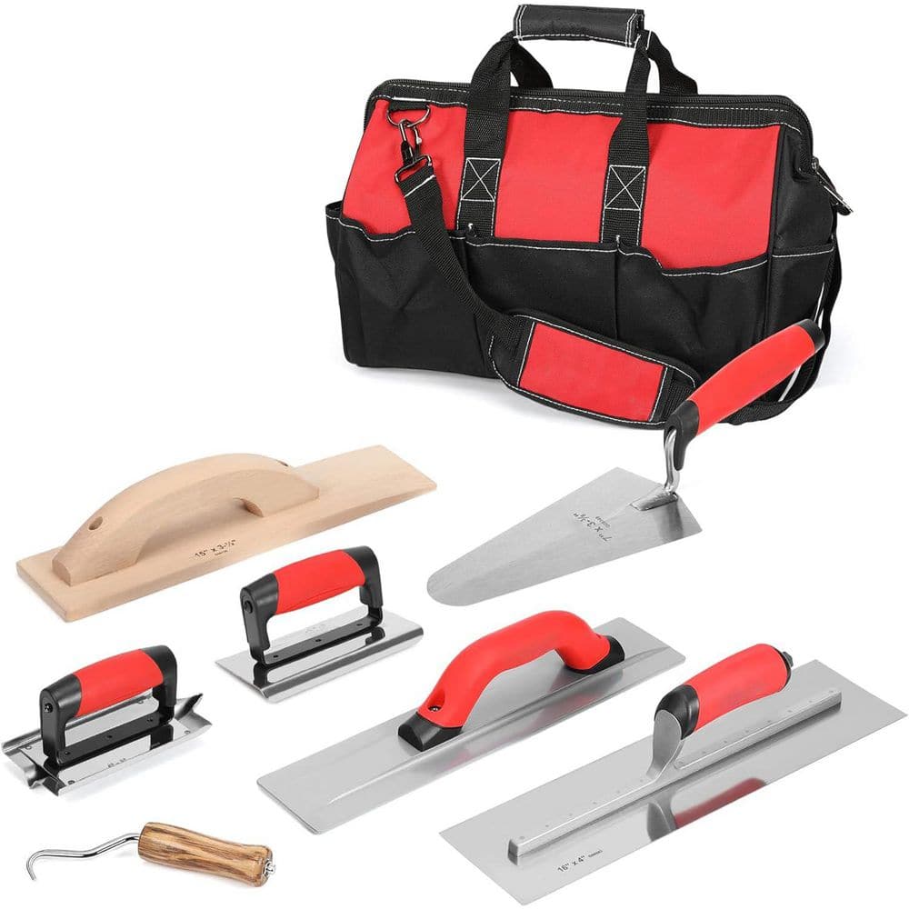8 Pieces Masonry Hand Tool Set with Trowels, Groover, Edger, Floats, Wire Twister, Ergonomic Handles in Tool Bag price history on PriceWatchPro