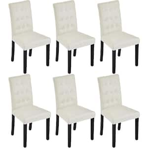 Upholstered Dining Chairs Set of 6 Button Tufted Back, Padded Seat, Wood Legs with Rubber Footpads Kitchen Chairs, Beige