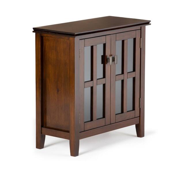 Simpli Home Artisan Solid Wood 30 in. Wide Contemporary Low Storage Cabinet in Medium Auburn Brown