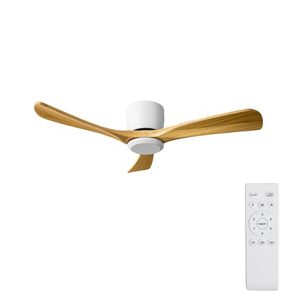 42 in. Modern Indoor White Low Profile Flush Mount Ceiling Fan with Remote for Bedroom or Living Room