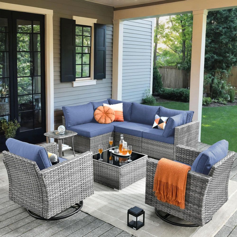 XIZZI Arctic 8-piece Wicker Conversation Seating Sofa Set with
