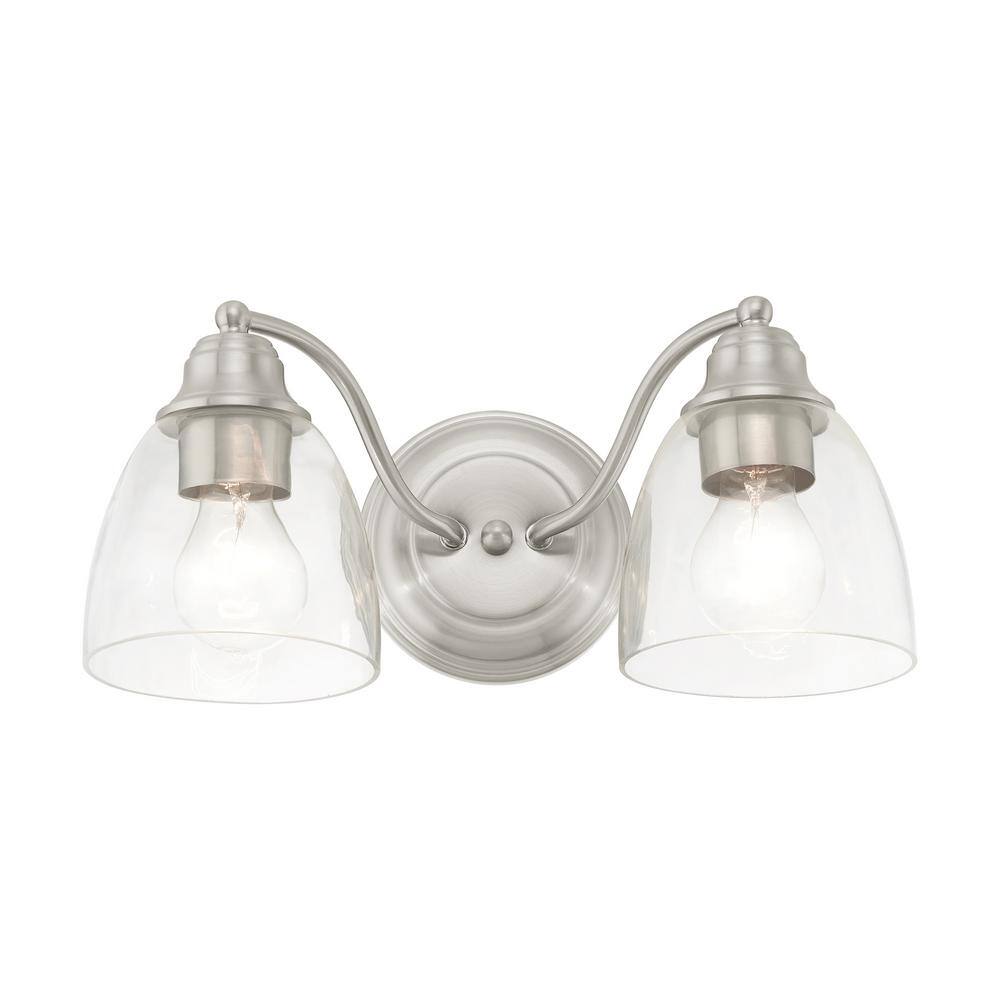 Montgomery Brushed Nickel 2-Light Vanity with Clear Hand-Blown Glass