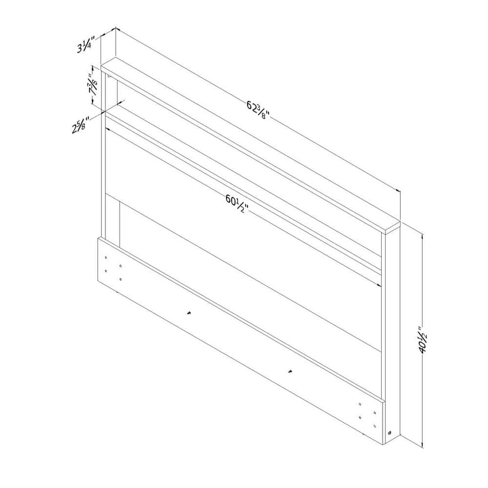 Full White Laminated Particleboard Headboard with Shelf