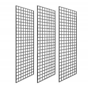 60 in. H x 24 in. W x 2 in. Black Grid Wall Panel Metal (Pack of 3)