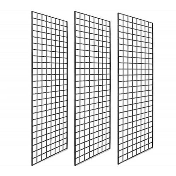 Only Hangers 60 in. H x 24 in. W x 2 in. Black Grid Wall Panel Metal (Pack of 3)