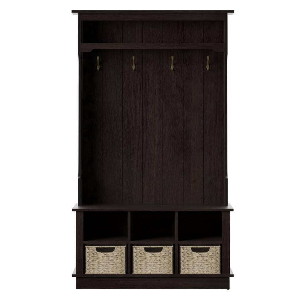 Twin Star Home Midnight Cherry Hall Tree with Baskets SB6857PC72 The