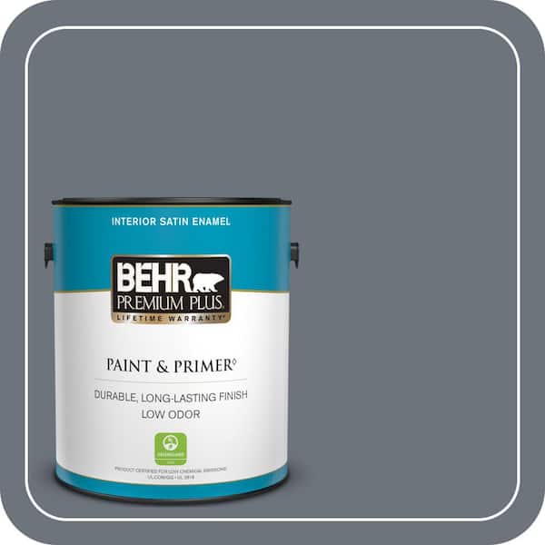 BEHR PREMIUM PLUS 1 gal. #750F-5 Silver Hill Satin Enamel Low Odor Interior Paint & Primer
