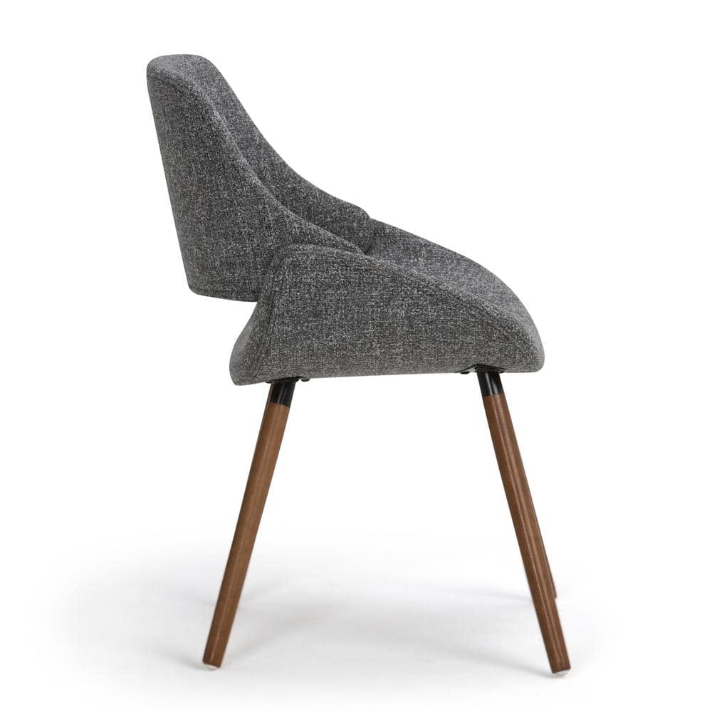 Mid-Century Modern Gray Linen Upholstered Parsons Side Chair