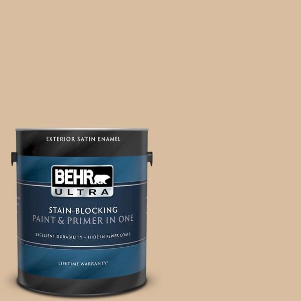 BEHR ULTRA 1 gal. #UL140-17 Renoir Bisque Satin Enamel Exterior Paint and Primer in One