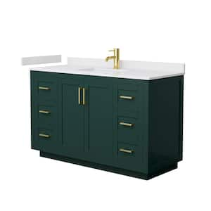 Miranda 54 in. W x 22 in. D x 33.75 in. H Single Bath Vanity in Green with White Cultured Marble Top