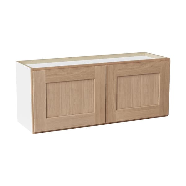 36 in. W x 12 in. D x 15 in. H Ready to Assemble Solid Wood Shaker Wall Kitchen Cabinet in Oak