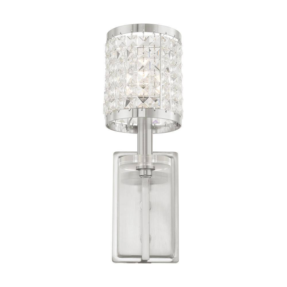 Brushed Nickel Wall Sconce with Clear Crystal Shade