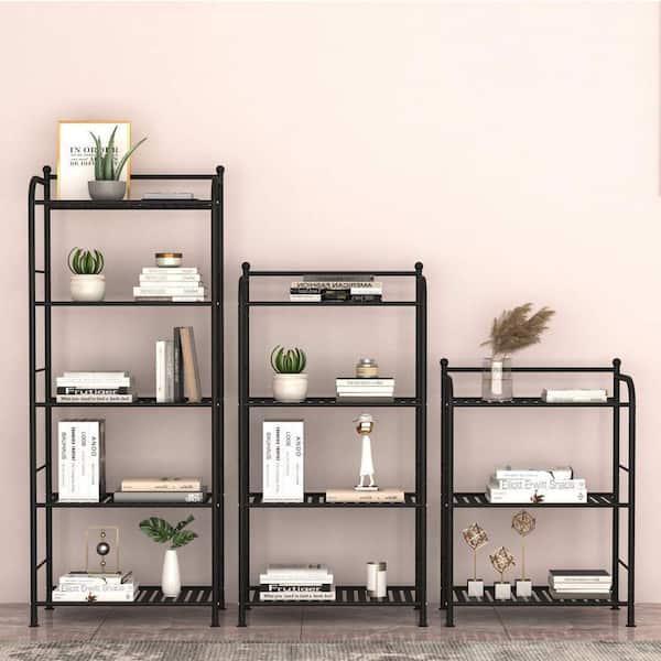 Dracelo 15.75 in. W x 11.8 in. D x 28.5 in. H 3 Tier Open Glass Shelves Organizer for Bath, Bedroom, Living Room Chrome/Clear