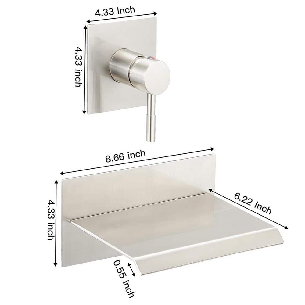 Brushed Nickel Wall-Mounted Single-Handle Bathroom Faucet