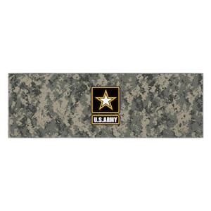 US ARMY Logo Camo Washable Non-Slip 2x5 Runner Rug For Man Cave, Bedroom, Kitchen, 20"x 59", Multi/Camo
