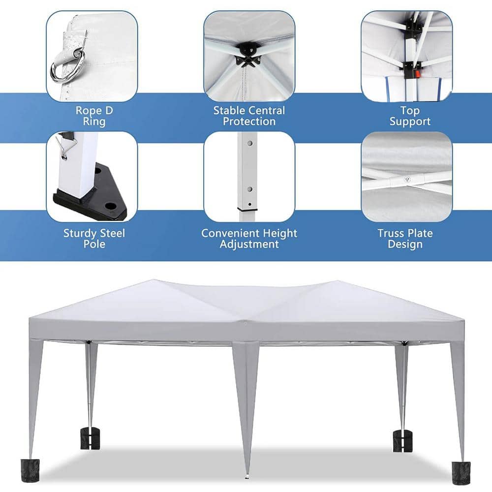 White 10x20 Heavy Duty Pop Up Canopy Tent with Removable Side Walls