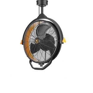 18 in. 3-Speed High Velocity Max. 5400 CFM Garage Ceiling Mount Wall Fan XL in Matte Black Downrod Included