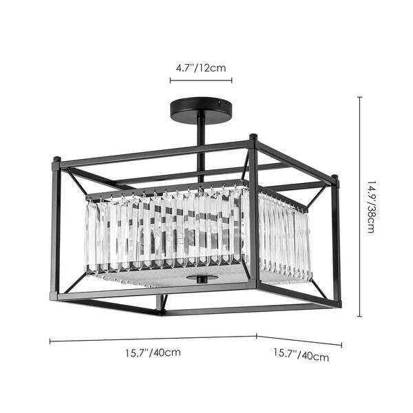 RRTYO Annedore 15.75 in. 4-Light Mid-Century Modern Black Square