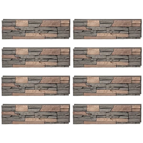 GenStone Stacked Stone Stratford 12 in. x 42 in. Faux Stone Siding Half Panel (8-Pack)