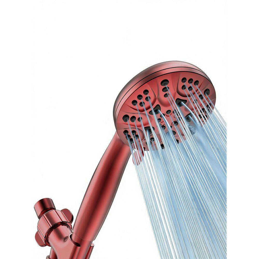 5-Piece Bath Accessory Set, 6-Mode High Pressure Handheld Shower Head with Hose, Bracket, Tape and Washers, in Red price history on PriceWatchPro